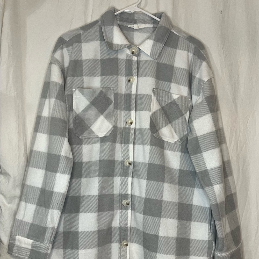 Maurices Light Gray and White Checkered Shirt